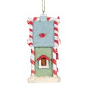 Clayre & Eef Weihnachtsanhänger Lebkuchenhaus 6x4x8 cm Grün Kunststoff