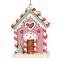 Clayre & Eef Ornamento Natalizio Casa di pan di zenzero 6x4x8 cm Rosa Plastica