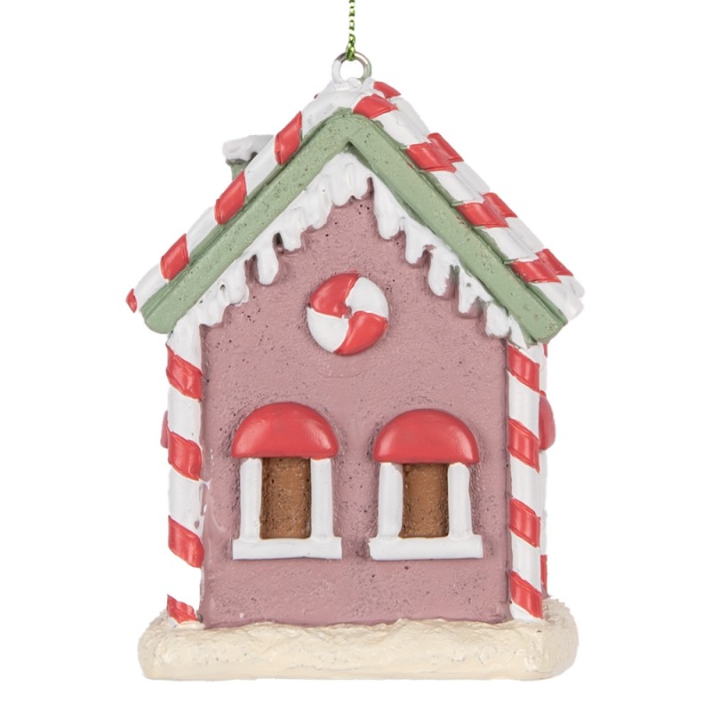 Clayre & Eef Ornamento Natalizio Casa di pan di zenzero 6x4x8 cm Rosa Plastica