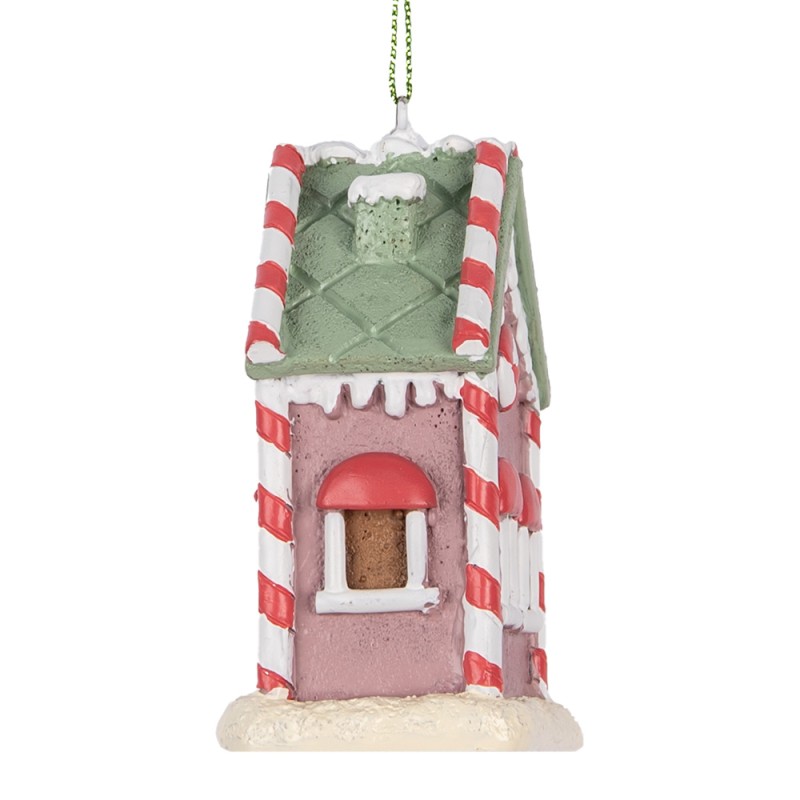 Clayre & Eef Ornamento Natalizio Casa di pan di zenzero 6x4x8 cm Rosa Plastica
