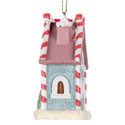 Clayre & Eef Kersthanger Gingerbread house 6x4x8 cm Blauw Kunststof