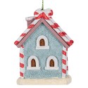 Clayre & Eef Kersthanger Gingerbread house 6x4x8 cm Blauw Kunststof