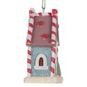 Clayre & Eef Kersthanger Gingerbread house 6x4x8 cm Blauw Kunststof
