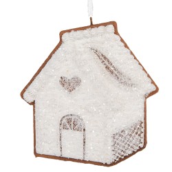Clayre & Eef Ornamento Natalizio Casa di pan di zenzero 9x1x10 cm Bianco Plastica