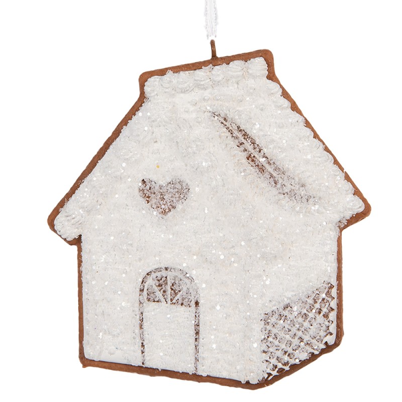Clayre & Eef Ornamento Natalizio Casa di pan di zenzero 9x1x10 cm Bianco Plastica