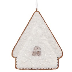 Clayre & Eef Kersthanger Gingerbread house 9x1x10 cm Wit Kunststof