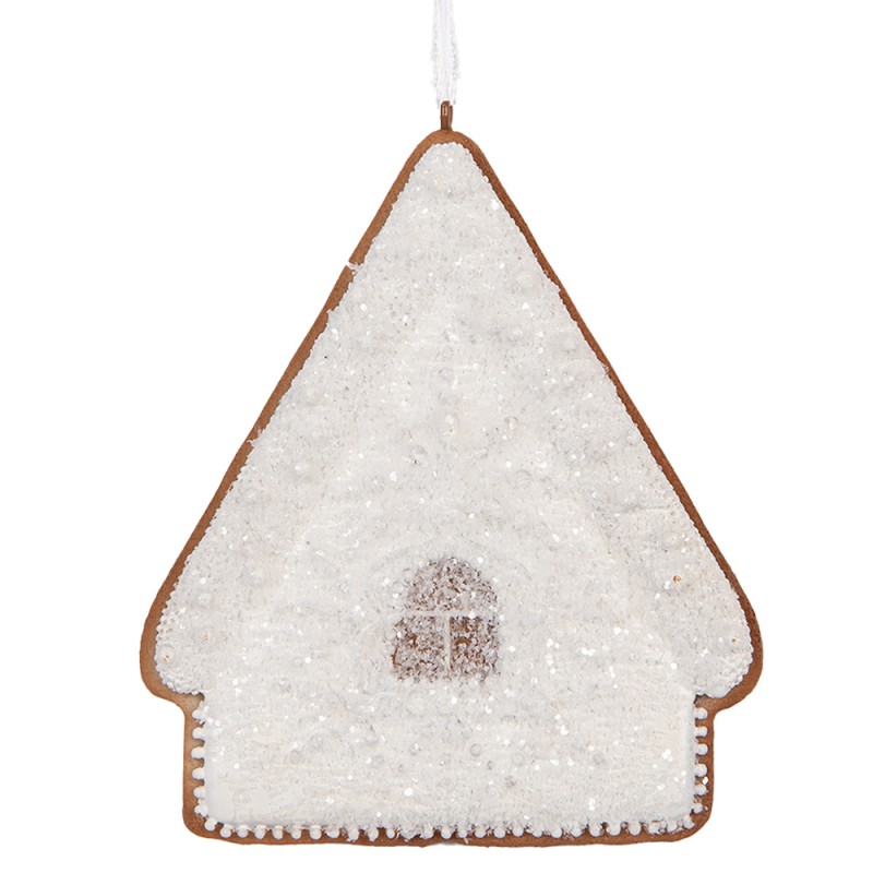 Clayre & Eef Kersthanger Gingerbread house 9x1x10 cm Wit Kunststof