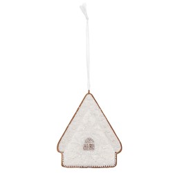 Clayre & Eef Kersthanger Gingerbread house 9x1x10 cm Wit Kunststof