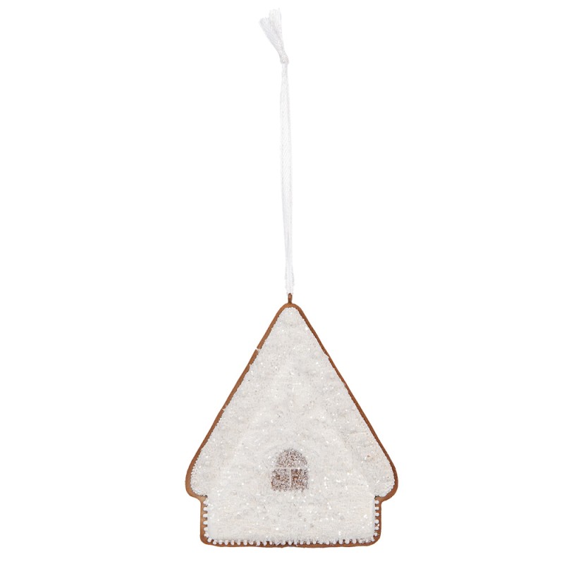Clayre & Eef Kersthanger Gingerbread house 9x1x10 cm Wit Kunststof