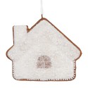 Clayre & Eef Weihnachtsanhänger Lebkuchenhaus 9x1x8 cm Weiß Kunststoff