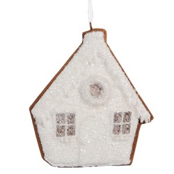 Clayre & Eef Ornamento Natalizio Casa di pan di zenzero 9x1x10 cm Bianco Plastica