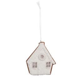 Clayre & Eef Ornamento Natalizio Casa di pan di zenzero 9x1x10 cm Bianco Plastica