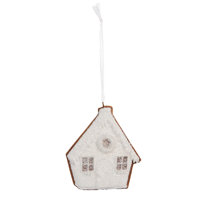 Clayre & Eef Ornamento Natalizio Casa di pan di zenzero 9x1x10 cm Bianco Plastica