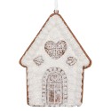 Clayre & Eef Weihnachtsanhänger Lebkuchenhaus 8x1x10 cm Weiß Kunststoff