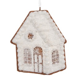 Clayre & Eef Ornamento Natalizio Casa di pan di zenzero 9x1x10 cm Bianco Plastica