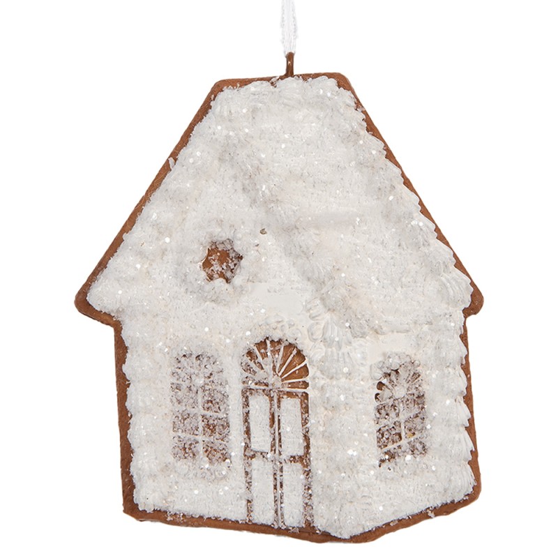 Clayre & Eef Ornamento Natalizio Casa di pan di zenzero 9x1x10 cm Bianco Plastica