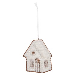 Clayre & Eef Ornamento Natalizio Casa di pan di zenzero 9x1x10 cm Bianco Plastica