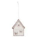 Clayre & Eef Pendentif de Noël Maison en pain d'épices 8x1x10 cm Blanc Plastique