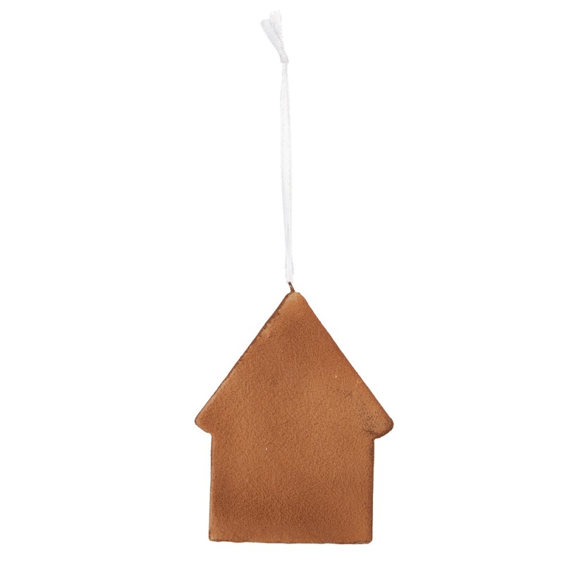 Clayre & Eef Pendentif de Noël Maison en pain d'épices 8x1x10 cm Blanc Plastique