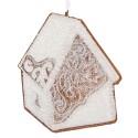 Clayre & Eef Pendentif de Noël Maison en pain d'épices 9x1x10 cm Blanc Plastique