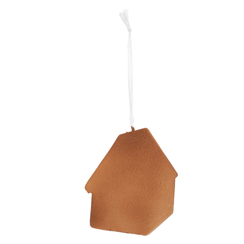 Clayre & Eef Pendentif de Noël Maison en pain d'épices 9x1x10 cm Blanc Plastique