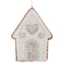 Clayre & Eef Weihnachtsanhänger Lebkuchenhaus 8x1x10 cm Grün Kunststoff
