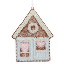 Clayre & Eef Pendentif de Noël Maison en pain d'épices 8x1x10 cm Bleu Plastique