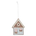 Clayre & Eef Pendentif de Noël Maison en pain d'épices 8x1x10 cm Bleu Plastique