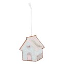 Clayre & Eef Christmas Ornament Gingerbread house 9x1x10 cm Blue Plastic
