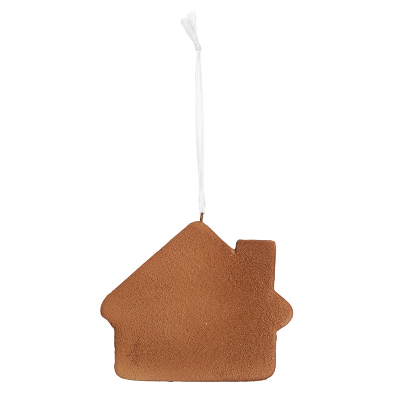 Clayre & Eef Christmas Ornament Gingerbread house 9x1x8 cm Pink Blue Plastic