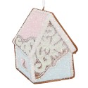 Clayre & Eef Kersthanger Gingerbread house 9x1x10 cm Blauw Roze Kunststof