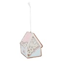 Clayre & Eef Kersthanger Gingerbread house 9x1x10 cm Blauw Roze Kunststof