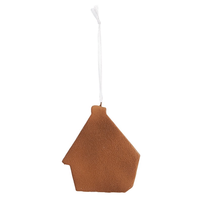 Clayre & Eef Pendentif de Noël Maison en pain d'épices 9x1x10 cm Rose Bleu Plastique