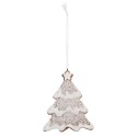 Clayre & Eef Pendentif de Noël Sapin de Noël 9x1x10 cm Blanc Marron Plastique