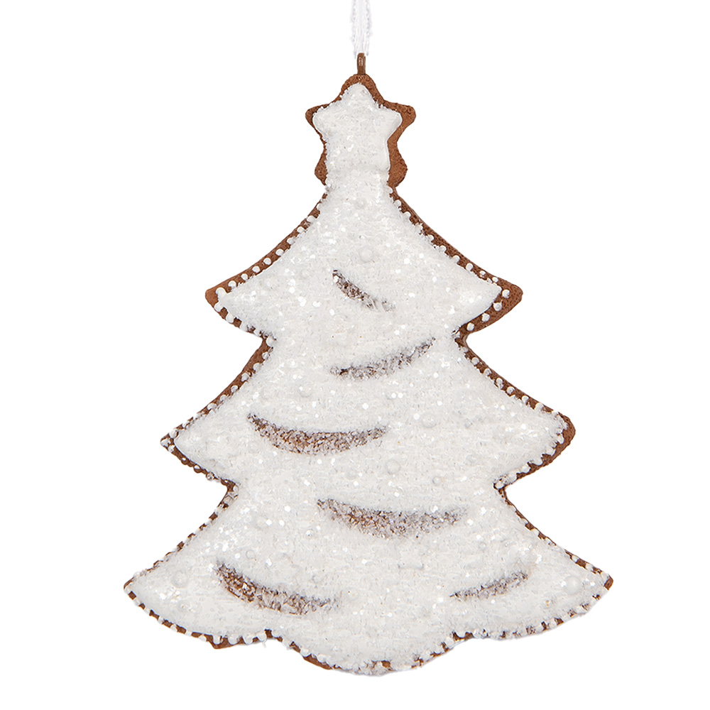 Clayre & Eef Kersthanger Kerstboom 9x1x10 cm Wit Kunststof afbeelding