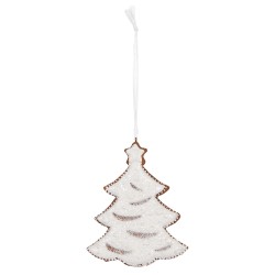 Clayre & Eef Kersthanger Kerstboom 9x1x10 cm Wit Kunststof