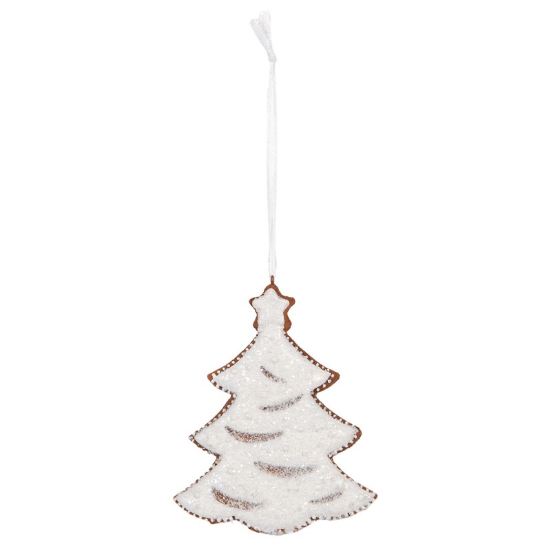 Clayre & Eef Kersthanger Kerstboom 9x1x10 cm Wit Kunststof