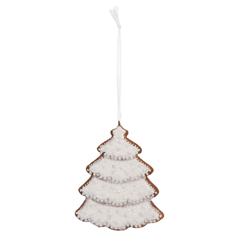 Clayre & Eef Kersthanger Kerstboom 9x1x10 cm Wit Kunststof