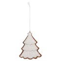 Clayre & Eef Weihnachtsanhänger Weihnachtsbaum 9x1x10 cm Weiß Kunststoff