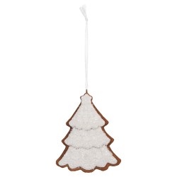 Clayre & Eef Weihnachtsanhänger Weihnachtsbaum 9x1x10 cm Weiß Kunststoff