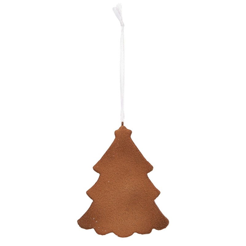 Clayre & Eef Weihnachtsanhänger Weihnachtsbaum 9x1x10 cm Weiß Kunststoff