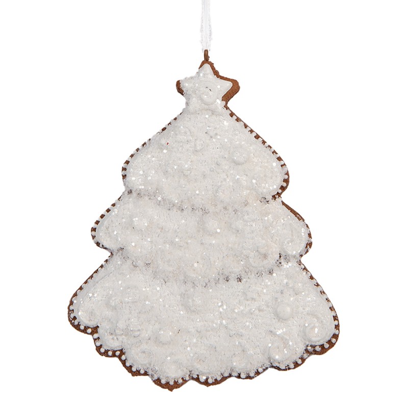 Clayre & Eef Weihnachtsanhänger Weihnachtsbaum 9x1x10 cm Weiß Kunststoff