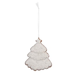 Clayre & Eef Weihnachtsanhänger Weihnachtsbaum 9x1x10 cm Weiß Kunststoff