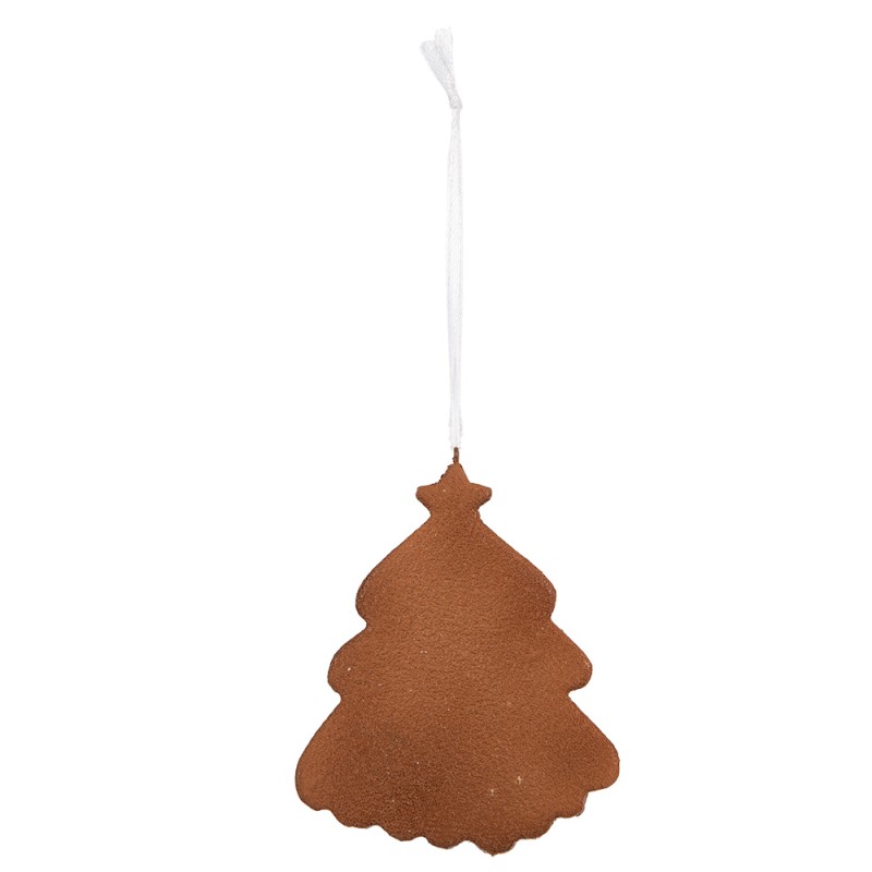 Clayre & Eef Weihnachtsanhänger Weihnachtsbaum 9x1x10 cm Weiß Kunststoff