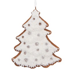 Clayre & Eef Pendentif de Noël Sapin de Noël 9x1x10 cm Blanc Plastique