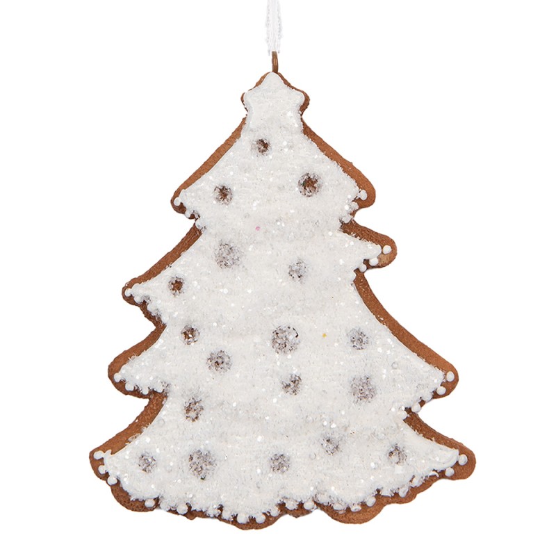 Clayre & Eef Pendentif de Noël Sapin de Noël 9x1x10 cm Blanc Plastique