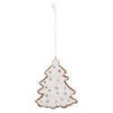 Clayre & Eef Pendentif de Noël Sapin de Noël 9x1x10 cm Blanc Plastique