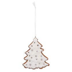 Clayre & Eef Pendentif de Noël Sapin de Noël 9x1x10 cm Blanc Plastique