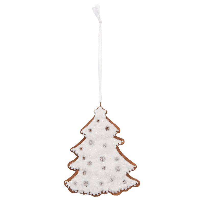 Clayre & Eef Pendentif de Noël Sapin de Noël 9x1x10 cm Blanc Plastique