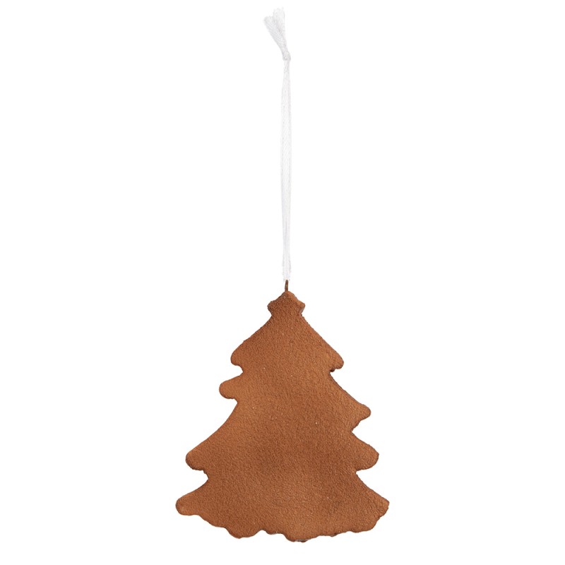 Clayre & Eef Pendentif de Noël Sapin de Noël 9x1x10 cm Blanc Plastique